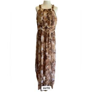 Candalite Women’s NWOT Elegant Brown Floral Maxi Dress 1X